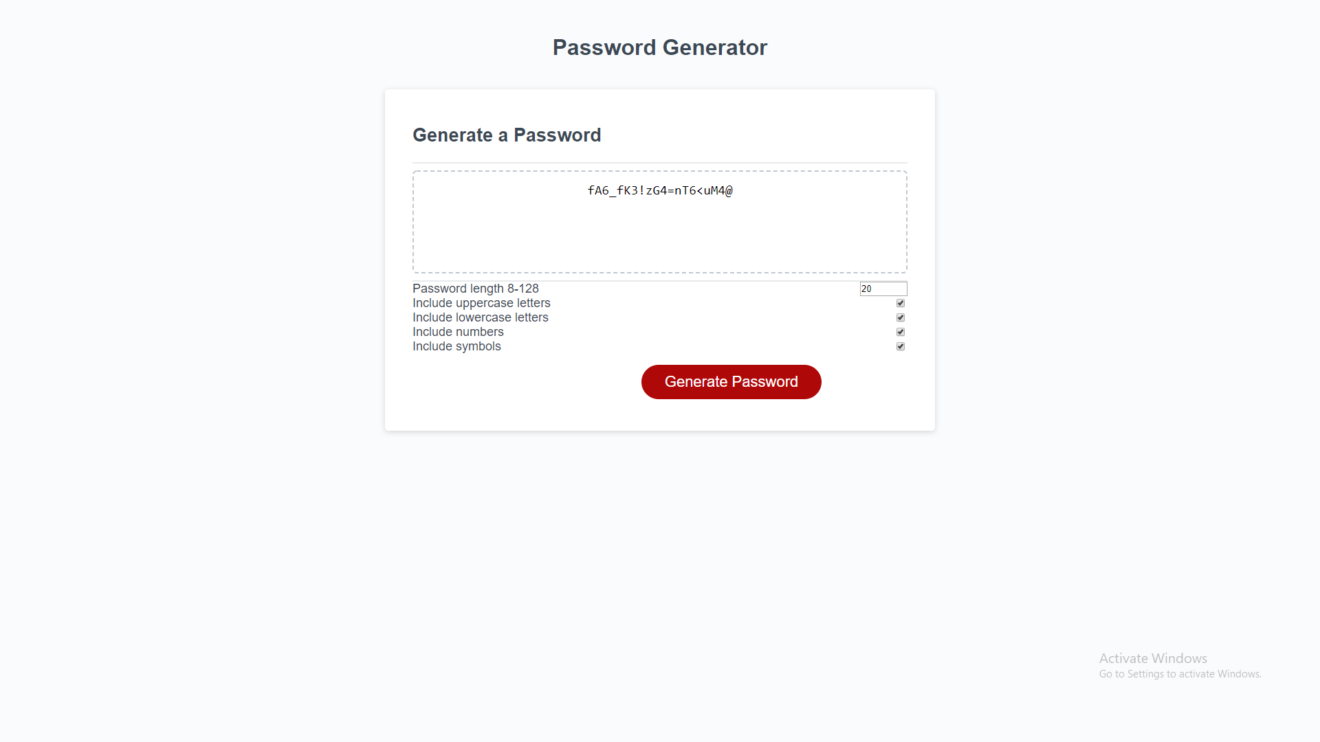 PASSWORD GENERATOR screenshot